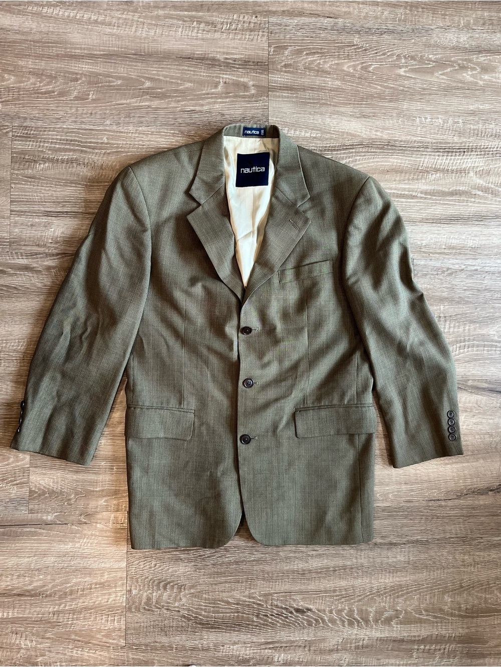 Nautica Wool Blazer Tan Brown 3 Button Men’s 40R Classic Fit